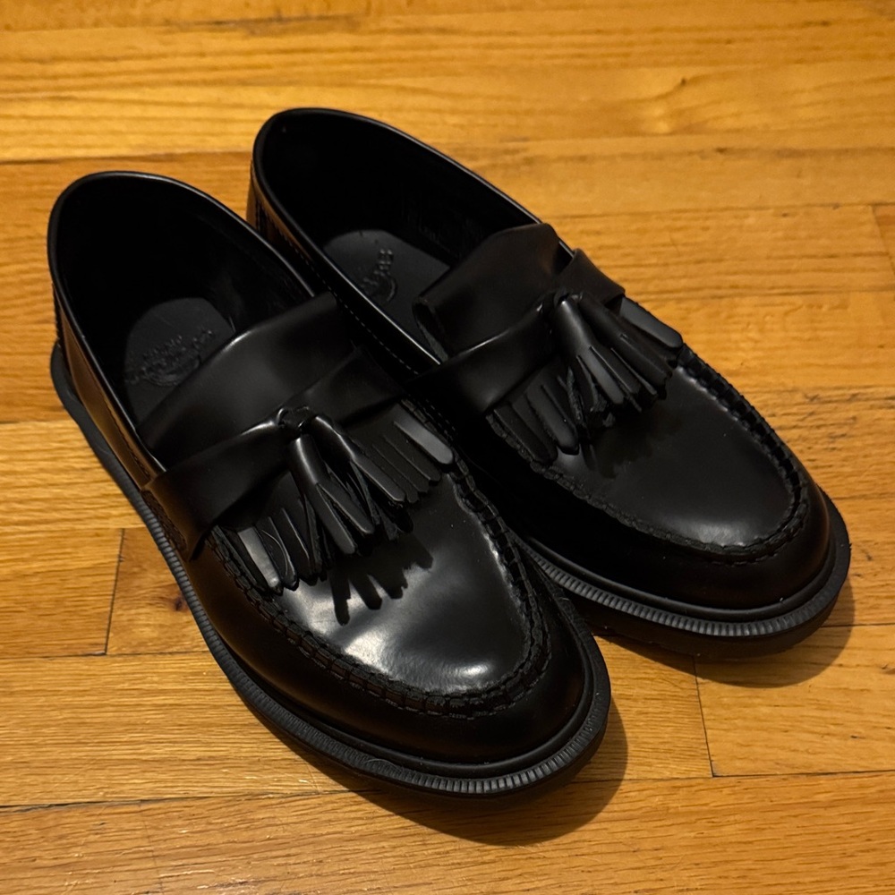 Dr. Martens Adrian Smooth Leather Classic Black Tassel Loafers